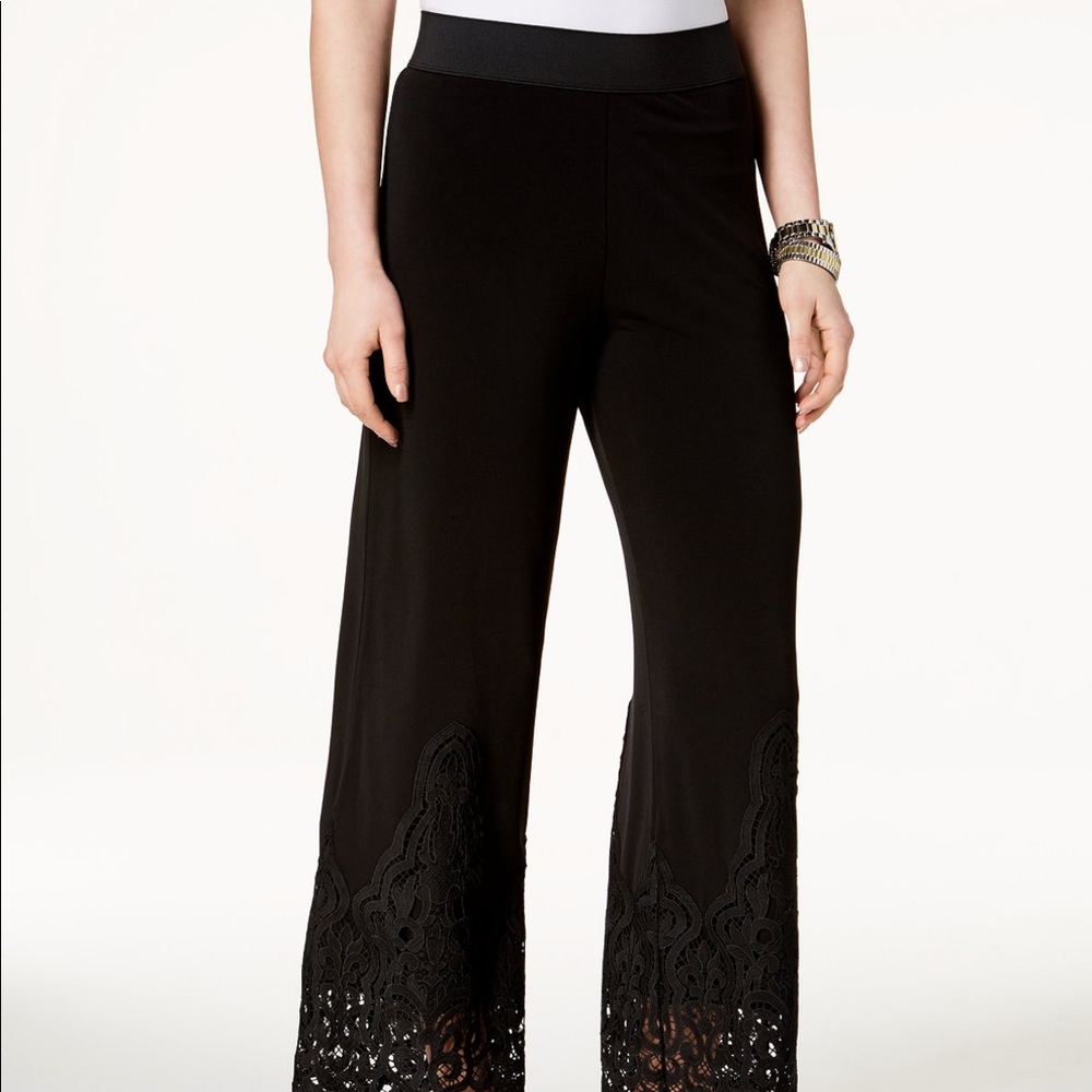 Alfani Lace Trim Pull-On Pants L